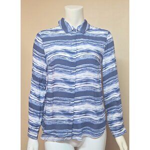 SOFT SURROUNDINGS Palm Coast Painterly Blue Shirt SIZE PS NEW Retail $99